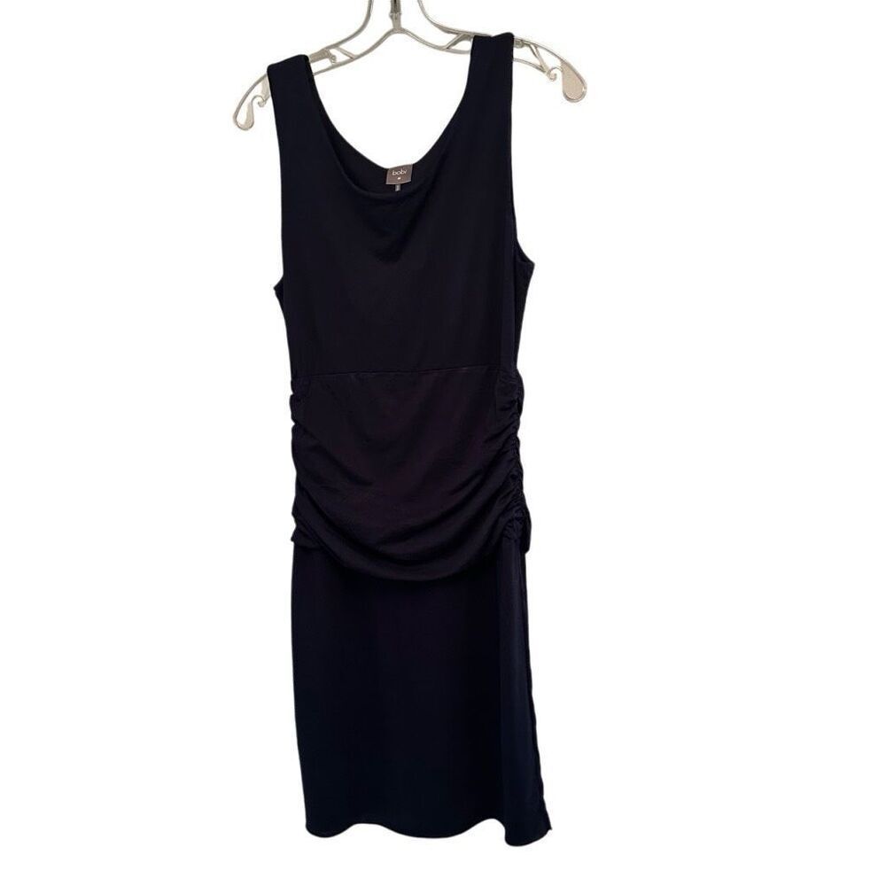 Bobi Navy Ruched Midi Tank Dress - size 8